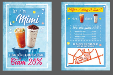 In tờ rơi khai trương quán trà sữa, nhà hàng